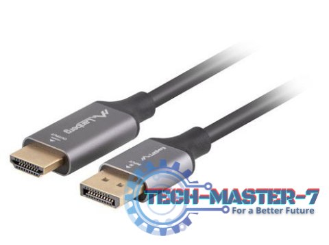 Kabel Displayport(M)-HDMI(M)1.8M 4K czarno-srebrny Kabel Displayport(M)-HDMI(M)1.8M 4K czarno-srebrny