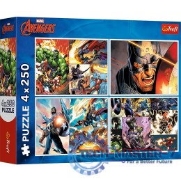 Puzzle 4x250 elementów Bohaterskie dni Avengers