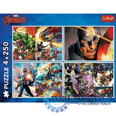 Puzzle 4x250 elementów Bohaterskie dni Avengers Puzzle 4x250 elementów Bohaterskie dni Avengers