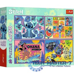Puzzle 4x250 elementów Niezwykły Stitch