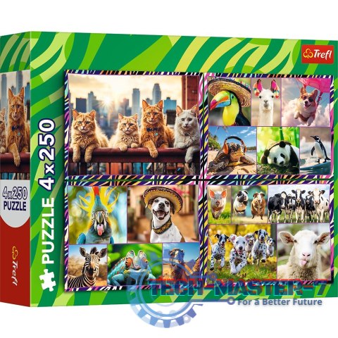 Puzzle 4x250 elementów Zabawne zwierzaki Puzzle 4x250 elementów Zabawne zwierzaki