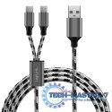 Kabel USB2.0 A/M do micro USB + USB-C, 1.2m