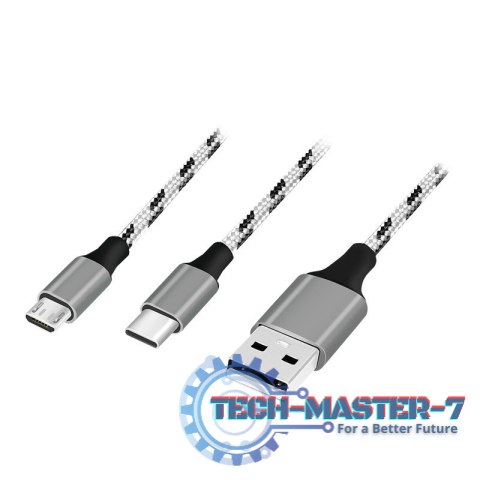 Kabel USB2.0 A/M do micro USB + USB-C, 1.2m Kabel USB2.0 A/M do micro USB + USB-C, 1.2m