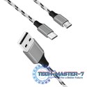 Kabel USB2.0 A/M do micro USB + USB-C, 1.2m
