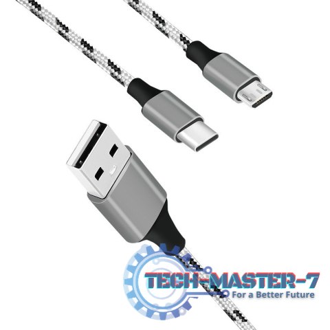 Kabel USB2.0 A/M do micro USB + USB-C, 1.2m Kabel USB2.0 A/M do micro USB + USB-C, 1.2m