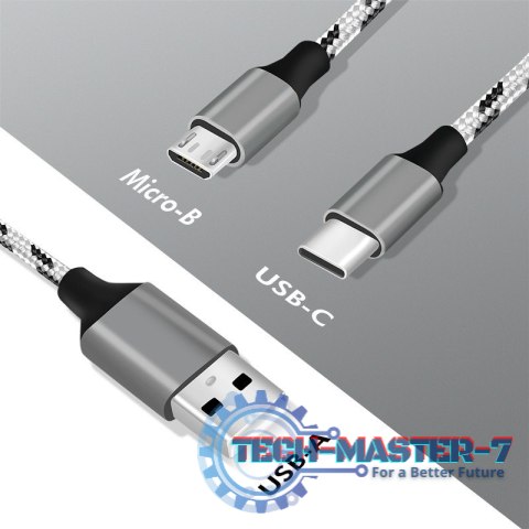 Kabel USB2.0 A/M do micro USB + USB-C, 1.2m Kabel USB2.0 A/M do micro USB + USB-C, 1.2m