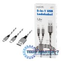 Kabel USB2.0 A/M do micro USB + USB-C, 1.2m