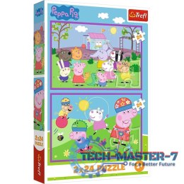 Puzzle 2x24 elementy Świnka Peppa na placu zabaw