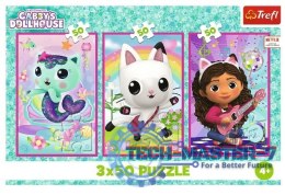 Puzzle 3x50 elementów Gabby i kotki Gabi
