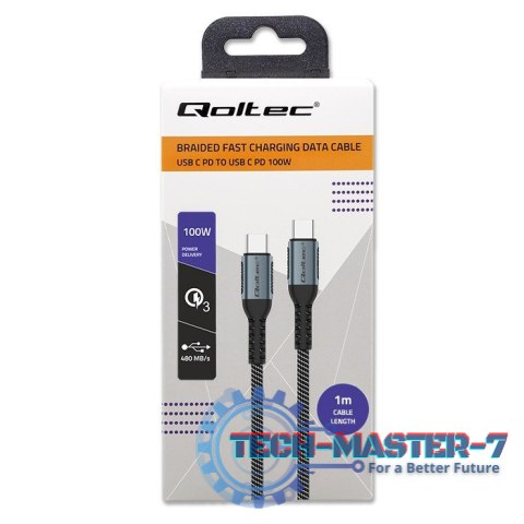 Kabel USB 2.0 typ C | USB 2.0 typ C 100W | QC 3.0 | PD | 1m | Czarny Kabel USB 2.0 typ C | USB 2.0 typ C 100W | QC 3.0 | PD | 1m | Czarny