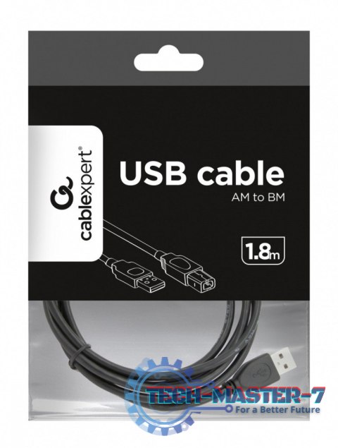 Kabel USB 2.0 typu AB AM-BM 1.8m czarny Kabel USB 2.0 typu AB AM-BM 1.8m czarny