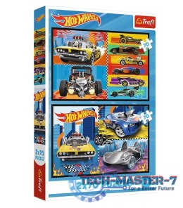 Puzzle 2x70 elementów Hot Wheels Samochodziki