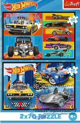 Puzzle 2x70 elementów Hot Wheels Samochodziki