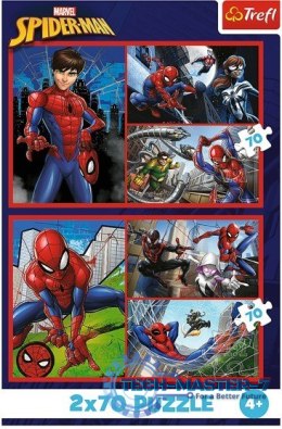 Puzzle 2x70 elementów Spiderman Pajęcze historie