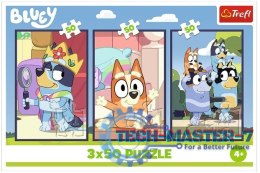 Puzzle 3x50 elementów Bluey rodzina