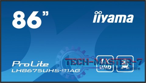 Monitor 85.6 calowy LH8675UHS-B1A, 24/7,IPS,ANDROID.11,4K,500cd/m2,WiFi,3xHDMI,DP,Daisy/Chain,2xUSB,2x10W,RJ45,iiSignage2,FailOv Monitor 85.6 calowy LH8675UHS-B1A, 24/7,IPS,ANDROID.11,4K,500cd/m2,WiFi,3xHDMI,DP,Daisy/Chain,2xUSB,2x10W,RJ45,iiSignage2,FailOv