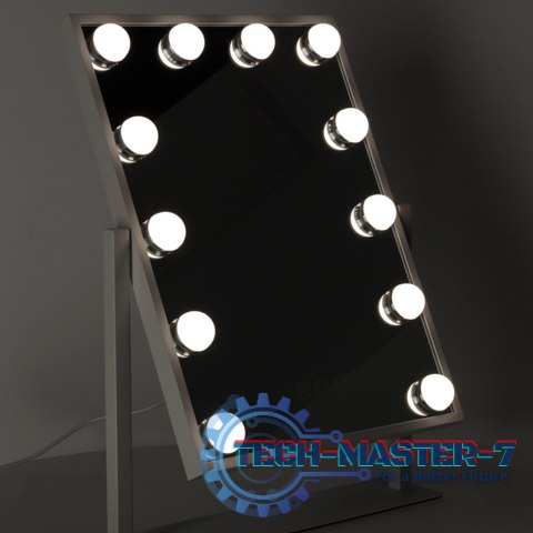 Lusterko do makijażu kosmetyczne podświetlane LED Hollywood z 12 żarówkami USB 30 x 40 cm Lusterko do makijażu kosmetyczne podświetlane LED Hollywood z 12 żarówkami USB 30 x 40 cm