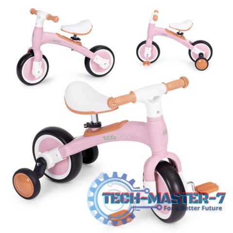 Rower rowerek biegowy z pedałami - treningowy kółka boczne 3W1 różowy ECOTOYS ECOTOYS Rower rowerek biegowy z pedałami - treningowy kółka boczne 3W1 różowy ECOTOYS ECOTOYS