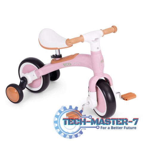 Rower rowerek biegowy z pedałami - treningowy kółka boczne 3W1 różowy ECOTOYS ECOTOYS Rower rowerek biegowy z pedałami - treningowy kółka boczne 3W1 różowy ECOTOYS ECOTOYS