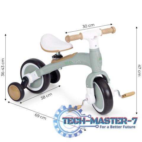 Rower rowerek biegowy z pedałami - treningowy kółka boczne 3W1 zielony ECOTOYS ECOTOYS Rower rowerek biegowy z pedałami - treningowy kółka boczne 3W1 zielony ECOTOYS ECOTOYS