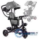 Rowerek trójkołowy Trike Fix Lite 3w1 z daszkiem obracany regulowany spacerówka prowadnik pasy szary