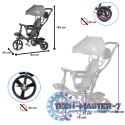 Rowerek trójkołowy Trike Fix Lite 3w1 z daszkiem obracany regulowany spacerówka prowadnik pasy szary