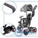 Rowerek trójkołowy Trike Fix Lite 3w1 z daszkiem obracany regulowany spacerówka prowadnik pasy szary