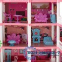 Domek dla lalek willa różowa DIY 4 poziomy mebelki 61cm