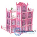 Domek dla lalek willa różowa DIY 4 poziomy mebelki 61cm