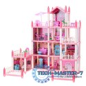 Domek dla lalek willa różowa DIY 4 poziomy mebelki 61cm