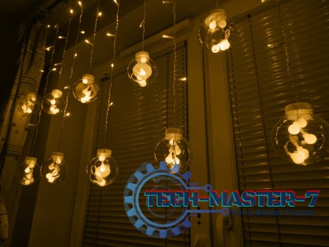 Lampki LED kurtyna kule wiszące świąteczne choinkowe 3m 108LED ciepły biały Lampki LED kurtyna kule wiszące świąteczne choinkowe 3m 108LED ciepły biały