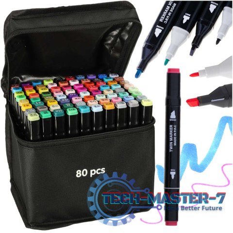 Markery dwustronne mazaki alkoholowe w etui 80 + podstawka Markery dwustronne mazaki alkoholowe w etui 80 + podstawka