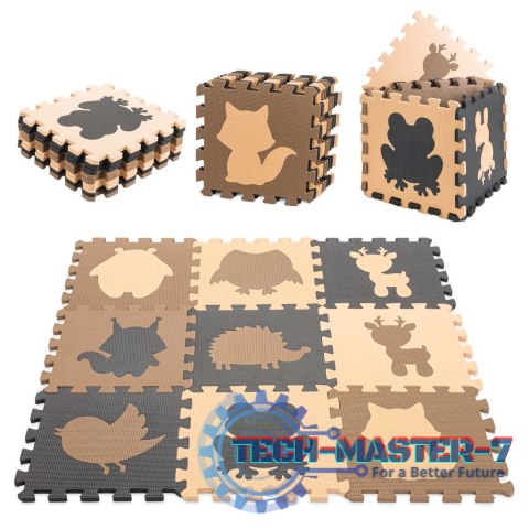 Mata edukacyjna piankowa puzzle beż 85 x 85 cm 9 elementów
