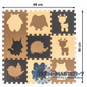 Mata edukacyjna piankowa puzzle beż 85 x 85 cm 9 elementów