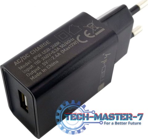 Ładowarka TECHLY IPW-USB-24BK(1x USB Typ A\2400mA\5V)