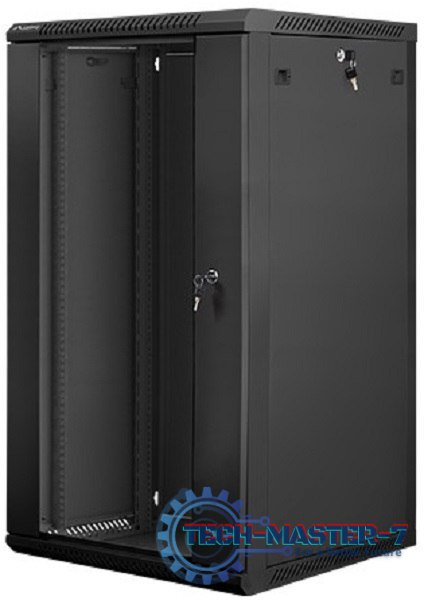 Szafa instalacyjna wisząca 19'' 22U 600X600mm czarna (drzwi szklane) Szafa instalacyjna wisząca 19'' 22U 600X600mm czarna (drzwi szklane)