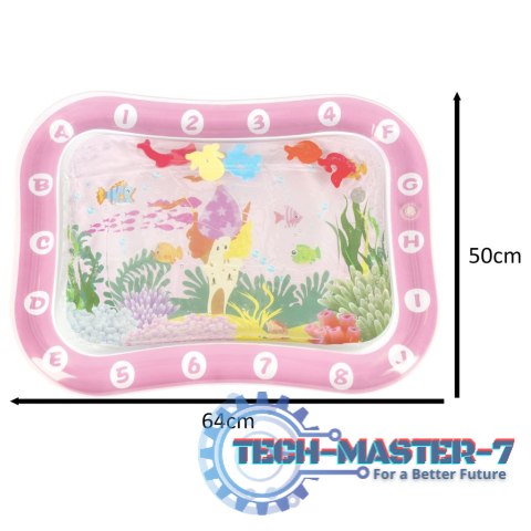 Mata wodna sensoryczna dmuchana dla niemowląt wodny świat XXL 64x50 cm Mata wodna sensoryczna dmuchana dla niemowląt wodny świat XXL 64x50 cm