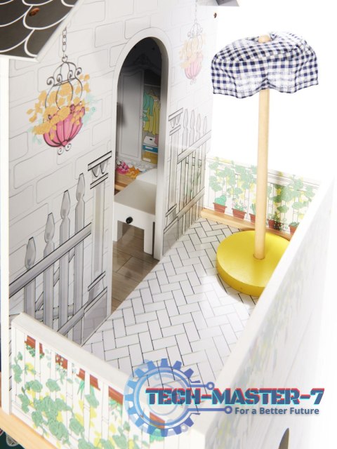 Domek dla lalek drewniany MDF mebelki 122cm XXL LED Domek dla lalek drewniany MDF mebelki 122cm XXL LED