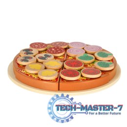 Pizza drewniany zestaw do zabawy na rzep akcesoria łopatka nóż talerz nauka krojenia 20cm