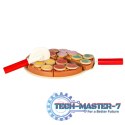Pizza drewniany zestaw do zabawy na rzep akcesoria łopatka nóż talerz nauka krojenia 20cm