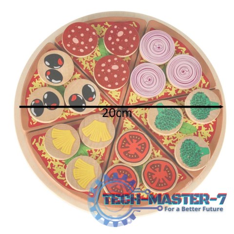 Pizza drewniany zestaw do zabawy na rzep akcesoria łopatka nóż talerz nauka krojenia 20cm Pizza drewniany zestaw do zabawy na rzep akcesoria łopatka nóż talerz nauka krojenia 20cm