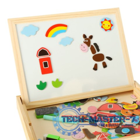 Tablica magnetyczna kredowa wielofunkcyjna farma + kredka marker gąbka Tablica magnetyczna kredowa wielofunkcyjna farma + kredka marker gąbka