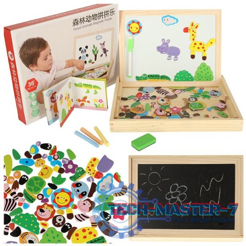 Tablica magnetyczna kredowa wielofunkcyjna zwierzątka + kredka marker gąbka Tablica magnetyczna kredowa wielofunkcyjna zwierzątka + kredka marker gąbka