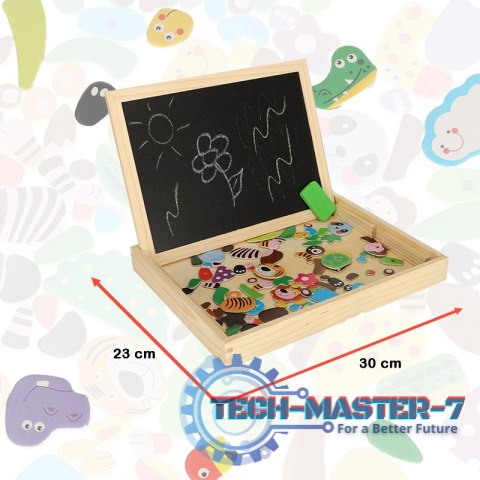 Tablica magnetyczna kredowa wielofunkcyjna zwierzątka + kredka marker gąbka Tablica magnetyczna kredowa wielofunkcyjna zwierzątka + kredka marker gąbka