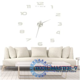 Zegar ścienny naklejany na ścianę 3D lustrzany DIY duży nowoczesny 80-120cm XL
