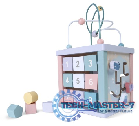 Drewniana kostka edukacyjna, sorter, mula, zegar ECOTOYS ECOTOYS Drewniana kostka edukacyjna, sorter, mula, zegar ECOTOYS ECOTOYS