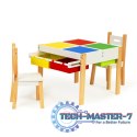 Drewniane meble dla dzieci zestaw stół + 2 krzesła ECOTOYS ECOTOYS