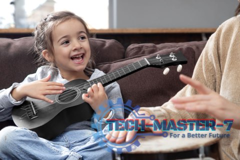 Gitara ukulele dla dzieci drewniana 4 struny nylonowe ECOTOYS ECOTOYS Gitara ukulele dla dzieci drewniana 4 struny nylonowe ECOTOYS ECOTOYS
