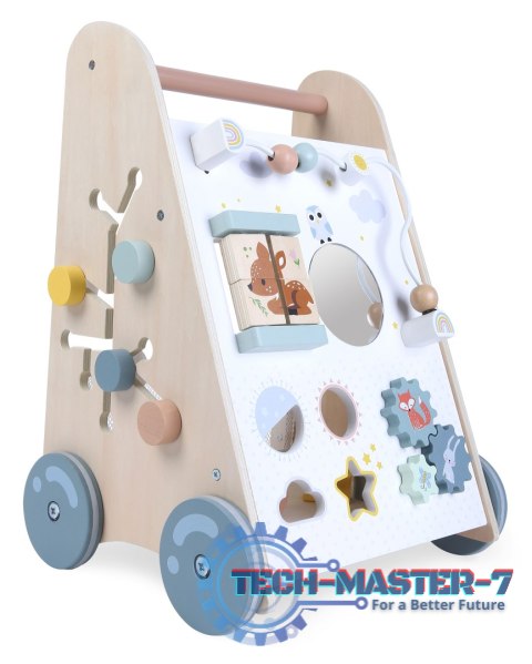 Pchacz chodzik drewniany edukacyjny z ruchomymi elementami ECOTOYS MULTISTORE