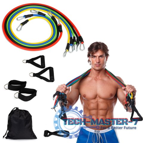 Zestaw 5 gum ekspanderów fitness rączki uchwyty ModernHome Zestaw 5 gum ekspanderów fitness rączki uchwyty ModernHome